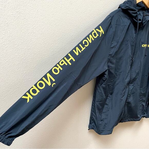Chrystie NYC OG Logo Windbreaker Jacket in Navy Blue & Yellow Men's Medium $125 - Picture 5 of 10